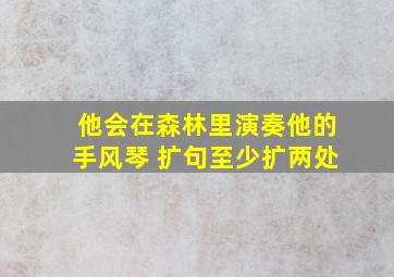 他会在森林里演奏他的手风琴 扩句至少扩两处